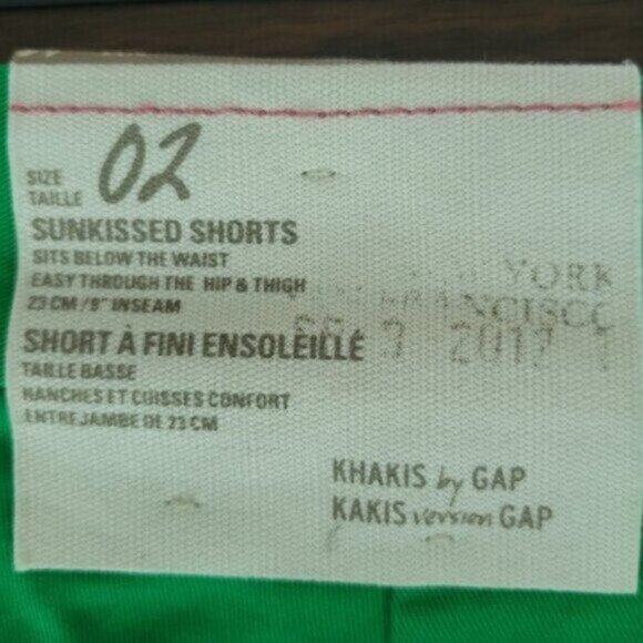 New GAP Kahki Shorts Sunkissed Bright Green Khaki Women's Size 2 NWT - Picture 8 of 8